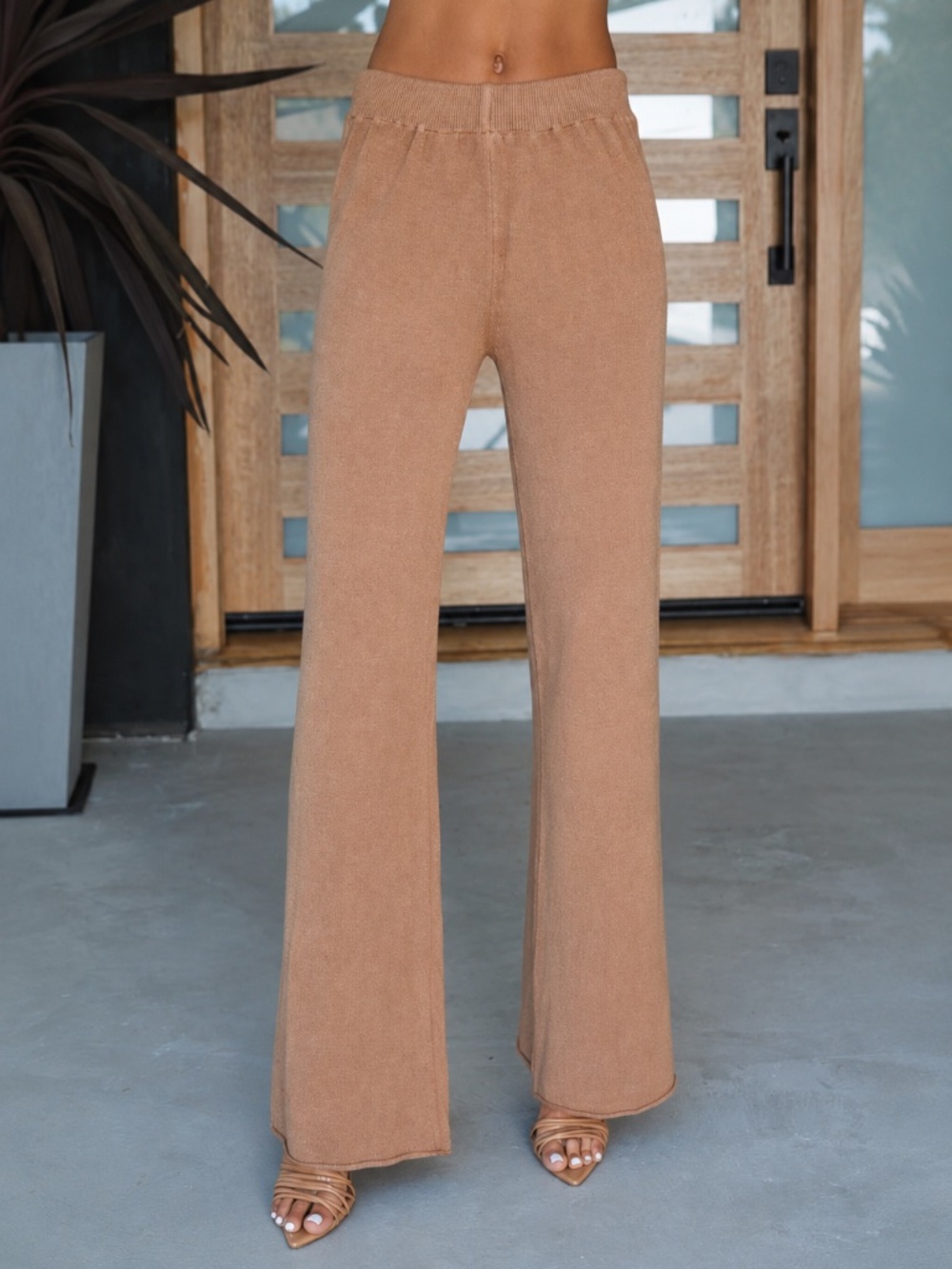 Milio Milano NWT Lia Knit Wide Leg Pants Camel XS/S Made in Italy